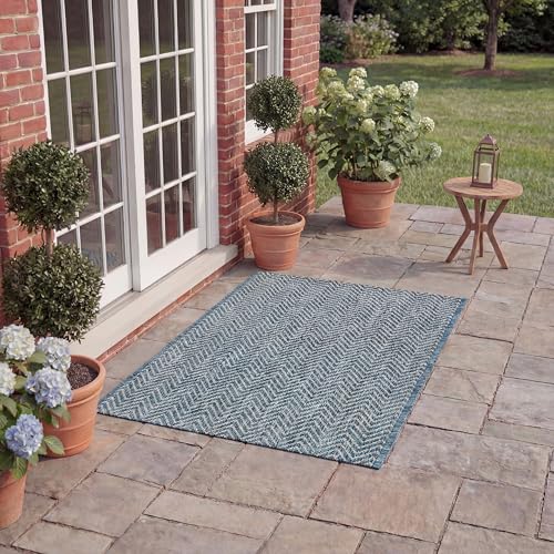 SAFAVIEH Outdoor Accent Rug 2'x3'7" - Courtyard Collection - Coastal Design, Navy & Grey, Durable & Easy Cleaning, Ideal for Patio, Entryway, Mudroom, Backyard (CY8022-36821) - color: Navy/Grey, size: 2' x 3'7" (Rectangular)