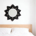 Boho Wall Hanging Mirror Macrame Bohemian Round Mirror for Bedroom Living Room Apratment