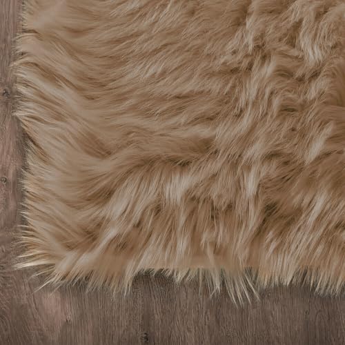Latepis Brown Beige 2x5 Washable Small Rug Faux Sheepskin Fur Rug Fluffy Shag Rugs for Living Room Bedroom Dorm Furry Plush Rugs Cute Room Decor - color: Beige, size: 2' x 5' (Runner)