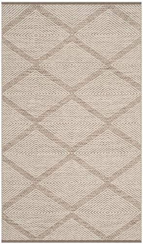 SAFAVIEH Montauk Collection Accent Rug - 3' x 5', Beige, Handmade Cotton, Ideal for High Traffic Areas in Entryway, Living Room, Bedroom (MTK821E) - color: Beige, size: 3' x 5' (Rectangular)