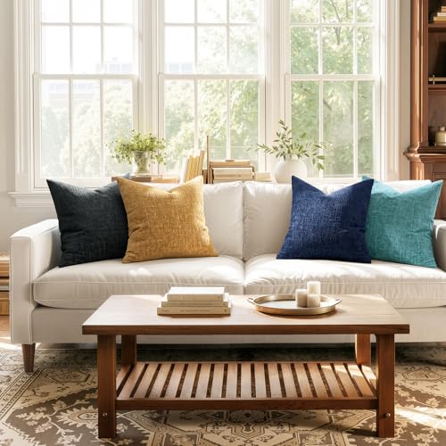 MIULEE Decorative Throw Pillow Covers 18x18 Pack of 2 Navy Blue Couch Pillow Covers Soft Cozy Textured Chenille Pillowcases for Home Decor Sofa Living Room Cushion Bedroom - color: Navy Blue, size: 18" x 18" (Pack of 2)