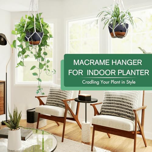 montresor Set of 2-8 Inch Hanging Planters for Indoor Plants with Self-Watering Includes Hanging Pots for Plants, Outdoor Hanging Plant Pot with Drainage, and 2 Types of Baskets Hangers (Black) - color: Black, size: 8inch