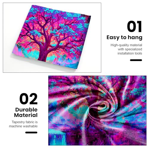 AOHMPT Blacklight Tapestry Glow in the Dark Tapestry Tree Design 59'' × 51'' inch Wall Hanging Decor for Bedroom Living Room - color: Tree, size: 59"L x 51"W