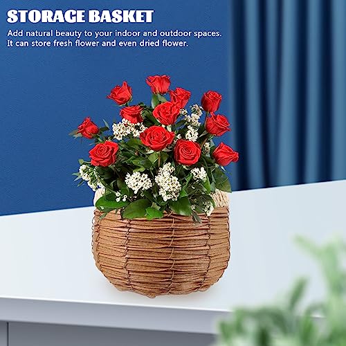 GANAZONO Woven Planter Basket Natural Rattan Plant Pot 7.28X7.28X5.31In Handwoven Multi-Purpose Flower Container for Indoor Outdoor Decor and Storage - size: 18.5X13.5CM