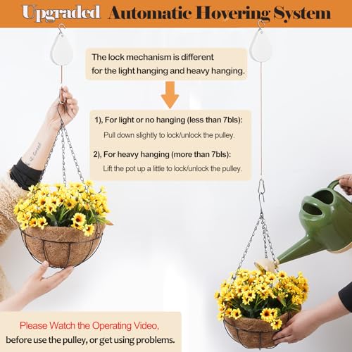 2026 Upgraded Retractable Plant Hanger,Plant Pulleys for Hanging Plants,Easy to Raise and Lower,Quick Lock,Heavy Duty, Adjustable Hook for Garden Baskets Pots,Birds Feeder,(3Pcs,White) - color: 3pcs-white