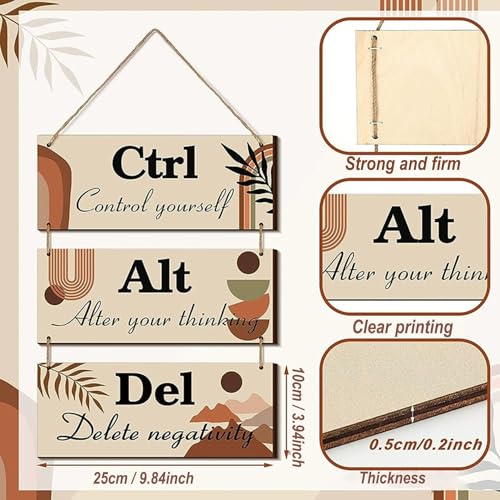 Motivational Wall Decor, 3 Pcs Bohemian Inspirational Wooden Hanging Signs with Sayings Positive Affirmations Wall Art Sayings for Office Dining Hall Living Room Bathroom(Boho)
