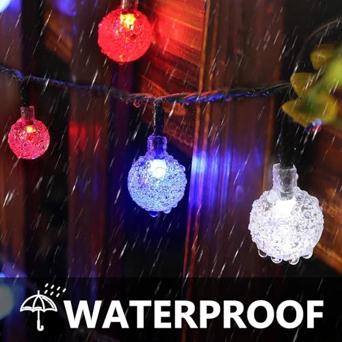 Solar String Lights, Small Crystal Ball ，Outdoor String Light 60 LED 40ft 8 Lighting Modes Waterproof Solar Powered Patio Solar Light for Garden Yard Porch Wedding Party Decor (Rainbow-Colored) - color: Rainbow-Colored