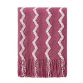 BOURINA Fluffy Chenille Knitted Fringe Throw Blanket Lightweight Soft Cozy for Bed Sofa Chair Throw Blankets Rose Wine 50" x 60" - color: A-rose Wind, size: 50"×60"