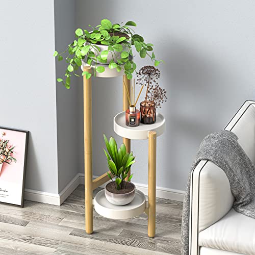 Bamboo Plant Stands for Indoor Plants, Tall Plant Stands for Corner Plant Shelf Multiple Flower Holder for Indoor Outdoor Garden Patio Balcony Living Room (3-tier)