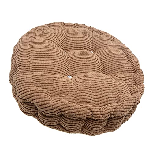 Brown Floor Pillow, Soft Round Seat Cushion (15" Dia.x 3.6'' H), Thicked Corduroy Chair Pad with EPE Foam, Indoor/Outdoor Floor Cushion, Tatami Seat Pad, Fits Dining Chairs, Office, Home, Dorm