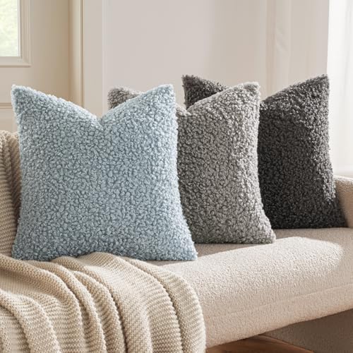 MIULEE Pack of 2 Throw Pillow Covers 18x18 Inch Dark Gray Faux Fur Decorative Sherpa Pillow Covers Fuzzy Accent Soft Sheepskin Fleece Cushion Cases for Boho Home Decor Couch Living Room Bed - color: Dark Gray, size: 18" x 18" (Pack of 2)
