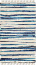 SAFAVIEH Rag Rug Collection Accent Rug - 2' x 3', Ivory & Blue, Handmade Boho Stripe Cotton, Ideal for High Traffic Areas in Entryway, Living Room, Bedroom (RAR126B)
