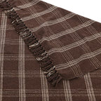 Creative Co-Op Recycled Cotton Blend Throw Blanket with Fringe, Brown Plaid - color: Brown, size: One Size