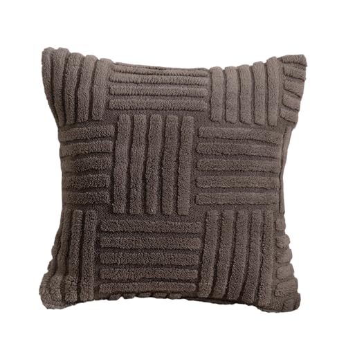 Plush Knitted Throw Pillow Covers, Decorative Cushion Cases for Sofa and Bed, Cozy Texture for Home - color: Khaki Woven Plush Pillowcase