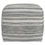 SIMPLIHOME Carina Contemporary Square Woven Pouf in Black Melange, White Wool for the Living Room, Bedroom and Kids Room - color: Black Melange, White, style: Wool Pouf