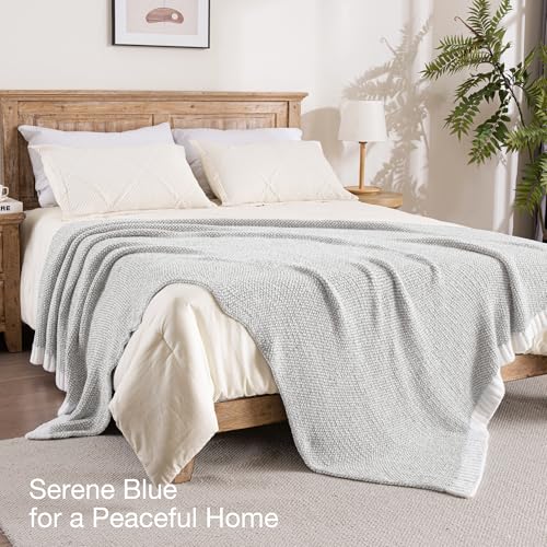 Exclusivo Mezcla Twin Size Knit Blanket for Bed, Ultra Soft and Warm Reversible Woven Blankets, Cozy Snuggly Throw for Couch Bed and Home Decor, Heather Grey, 60"x80" - color: Heather Grey, size: Twin (60"x80")