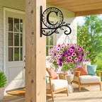 Personalized Metal Initial Letter C Plant Hanger Bracket, Decorative Wall Mount Hanging Plant Hook, Monogram Floral Leaf Garden Decor for Hanging Baskets, Bird Feeders, Lanterns, Wind Chimes - style: C