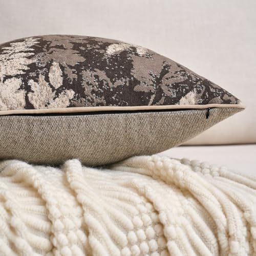 Yangest Neutral Leaf Pillow Cover 20 x 20 Inches, Vintage Chenille Square Throw Pillow Cover Soft Leaves Nature Accent Couch Pillow Cover for Living Room Bedroom, Grey - color: Grey, size: 20" x 20" (Pack of 1)