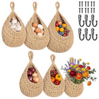 6 Pack Hanging Fruit Baskets for Kitchen Boho Wall Hanging Baskets for Organizing Handwoven Wall Fruit Basket Boho HangingWall Basket for Garlic Potato Onion Home Fruits and Vegetable StorageBaskets