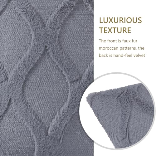decorUhome Summer Set of 4 Throw Pillow Covers 18x18 Inch, Neutral Decorative Soft Plush Faux Wool Couch Pillow Covers, Farmhouse Pillow Cases for Living Room Bed Sofa (Blue/Grey) - color: Blue Grey, size: 18" x 18" (Pack of 4)