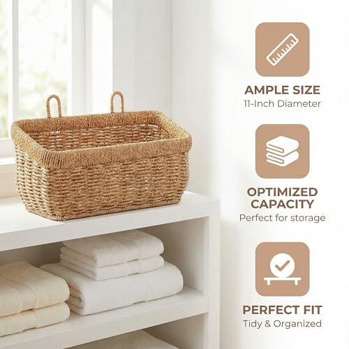 11 inches Wall Hanging Baskets Woven Basket Boho Style Fruit Basket Storage Baskets for Organizing Home Kitchen Garden Plants Hanging Decoration