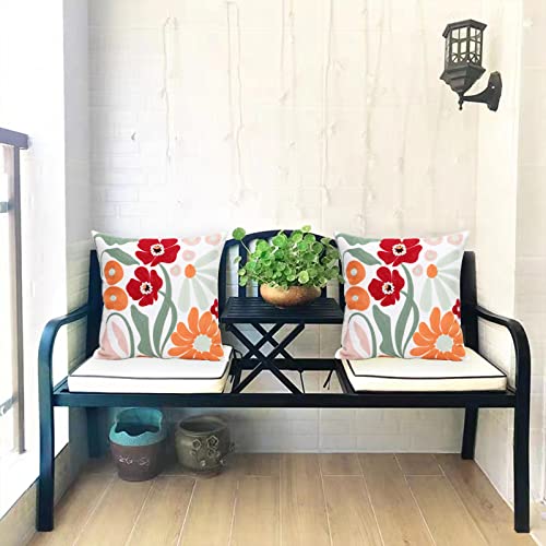 Pack of 2 Embroidered Decorative Throw Pillow Cover 18x18 Inch Farmhouse Floral Pillowcase for Living Room Sofa Bed (Romantic Flower) - color: Romantic Flower