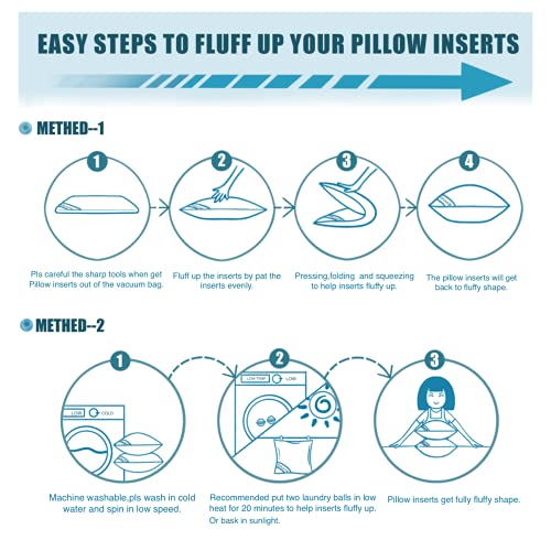 Siluvia 18"x18" Pillow Inserts Set of 2 Decorative Square Throw 18" Pillows with 100% Cotton Cover for Sofa, Couch, and Bed - White - size: 18x18 Inch (Pack of 2)
