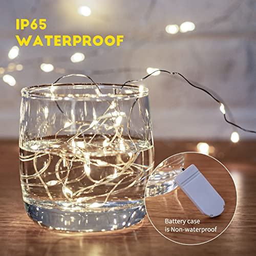 Brightown 24 Pack LED Fairy Lights Battery Operated 7 ft 20 LED String Light Waterproof Silver Wire Firefly Starry Lights for Crafts Wedding Party Bedroom (White) - color: White, size: 24 Pack