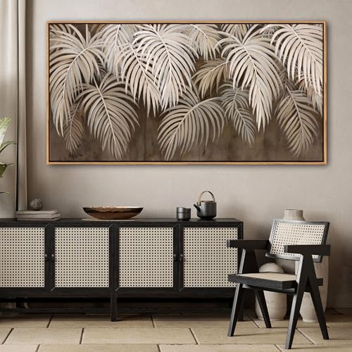 Boho Wall Art - Modern Minimalist Brown Canvas Artwork,Neutral Pictures for Living Room Textured Large Wall Art for Bedroom Wall Decor Framed Paintings 29×58IN - color: Brown, size: 58"L x 29"W