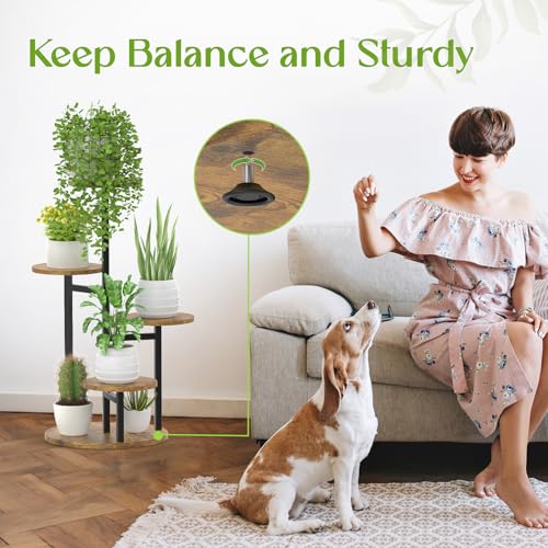 Oppro 5 Tier Plant Stand Indoor, Metal Wood Flower Holder, Heavy Duty Tall Round Multiple Shelf, Sturdy Spiral Planter Orchid Display Rack for House Living Room Patio Corner Bathroom, Modern Black - color: Black-5 Tier
