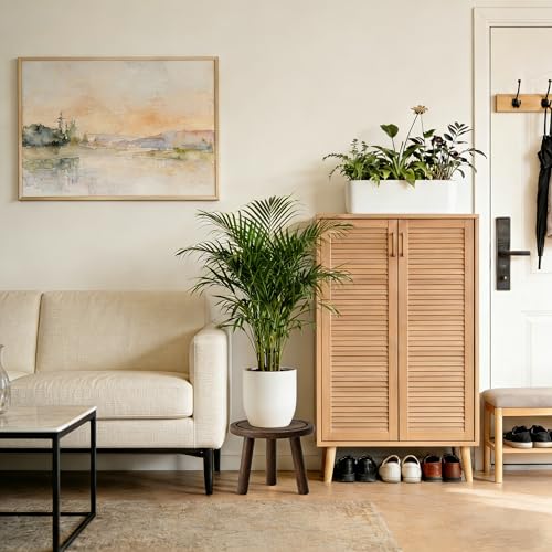 Wood Plant Stands Indoor, Updated Single Plant Stand Modern Plant Table for Large Plants, Wooden Plant Stool, Tall Plant Holder Small Round Side for Living Room, Balcony, Office (Dark Brown) - color: Dark Brown