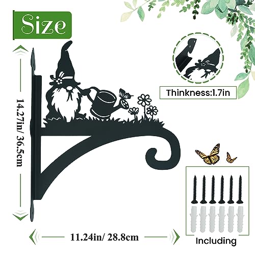 Hanging Plant Bracket Heavy Duty Iron Ornamental Gnome Silhouette Hanging Plant Hangers Outdoor 12 inch Hanging Basket Bracket Hook Wall Mounted for Flower Pot, Lantern, Bird Feeder, Wind Chimes - color: Gnome