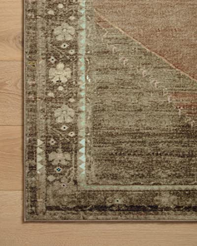 Loloi Magnolia Home by Joanna Gaines Sinclair Collection SIN-06 Clay/Tobacco 8'-6" x 11'-6", .25" Pile Height, Machine Washable, Area Rug - color: Clay / Tobacco, size: 8'6" x 11'6" (Rectangular)