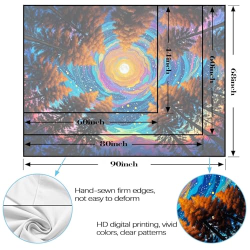 Wegklazax Celestial Forest Tapestry, Artistic Fantasy Wall Art for Room Decor, Vibrant Nature Home Decor 60" L x 44" W - color: Blue Yellow, size: 60"L x 44"W