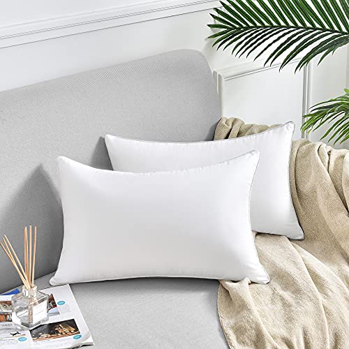 FAVRIQ 12 x 20 Throw Pillow Inserts (Set of 2), Rectangle Interior Sofa Pillow Inserts with 100% Cotton Cover, Lumbar Support Pillow for Chair Bed, Decorative Pillow Insert Pair, White Couch Pillow - size: 12x20 Inch
