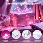 Brightown Valentine's Day 12 Pack Pink Led Fairy Lights Battery Operated String Lights Waterproof Silver Wire 7 Feet 20 Led Firefly Starry Moon Lights for DIY Wedding Party Bedroom - color: Pink, size: 12 Pack