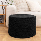 Asuprui 20x14 Inch Unstuffed Ottoman Pouf Cover – Lightweight Foot Rest, Floor Bean Bag Chair, Storage Pouf for Living Room, Bedroom & Balcony (Filler Not Included) (Black) - color: Black