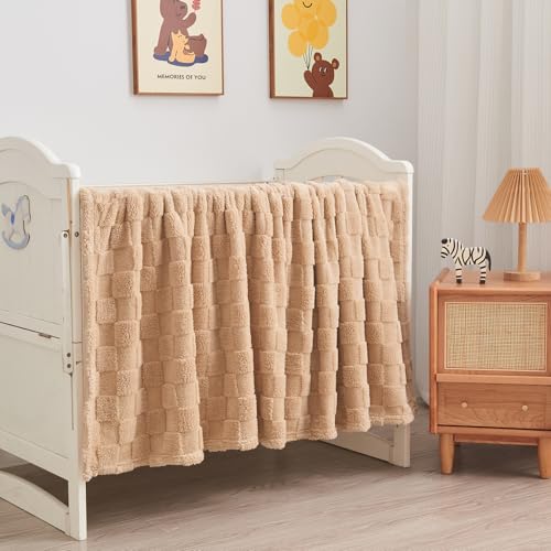 NEWCOSPLAY Super Soft Twin Blanket Brown Premium Silky Flannel Fleece 3D Checkered Lightweight Bed Blanket All Season Use (Brown Checkered, Twin(60"x80")) - color: Brown Checkered, size: Twin(60"x80")