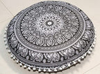 ICC Floor Pillows & Cushion Covers, Decorative Hippie Mandala Pouf Pillow Cover Bohemian Seating Meditation Cushion Cover, Large Boho Ottoman Case Pillowcase for Couch Black Elephant, 32" Round - size: 32" x 32" (Pack of 1), style: Black Elephant