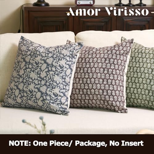 Amor Virisso Floral Pillow Covers 18x18 Couch Pillows for Living Room Farmhouse Neutral Pillow Covers Decorative Throw Pillow Covers Accent Sofa Pillows 1PC, Dark Brown - color: Dark Brown, size: 18" x 18" (Pack of 1)