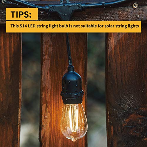VISTERLITE Shatterproof S14 Replacement LED Light Bulbs, 2W, Equivalent to 11-25 Watt, Warm White 2200K, Outdoor String Lights Vintage Edison Bulb, E26 Medium Base, 15-Pack - size: 15 Count (Pack of 1)