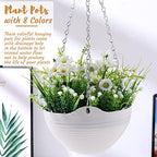 Zopeal 16 Pack Self Watering Hanging Planters 8 Inch Garden Flower Plant Pot Container with Drainer and Chain Round Hanging Pot Plant Basket for Indoor Outdoor Plants (White) - color: White