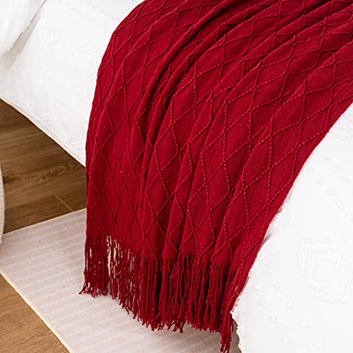 BATTILO HOME Christmas Decor Red Throw Blanket for Couch, Boho Bed Throws for Foot of Bed, Decorative Red Throws for Sofa Living Room, 50"x60" - color: Red, size: 50 x 60 in.