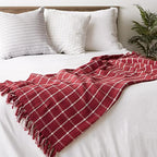 DII Transitional Checked Plaid Woven Throw, 50x60, Barn Red - color: Barn Red, size: 50x60"