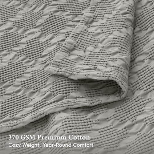 David's Home 100% Cotton Waffle Blanket King Size for College Dorm, Lightweight Breathable Cooling Throw for Spring Summer, Snag-Resistant, Aesthetics Home Decor for Couch Sofa Bed, Grey, 104 * 90 - color: Grey, size: King(104*90")