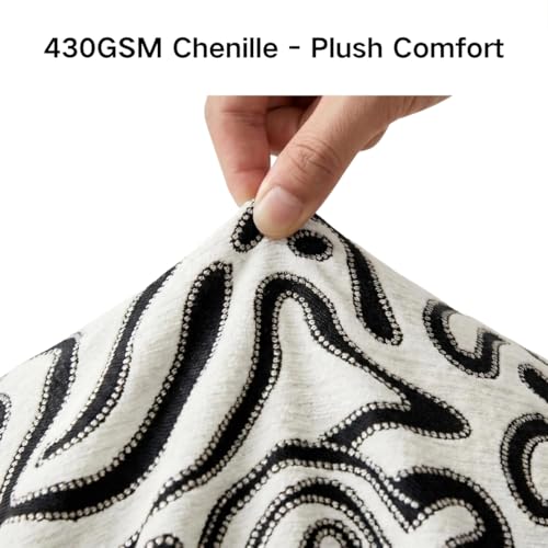 Mantle & Mason Throw Pillow Covers 18x18 Chenille Pillow Covers Set of 2, White Modern Abstract Luxury Textured Decorative Pillow Cover for Couch Sofa Bed Living Room - color: Artflow Black White, size: 18" x 18" (Pack of 2)