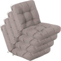 QILLOWAY Outdoor Seat/Back Chair Cushion Tufted Pillow, Spring/Summer Seasonal Replacement Cushions - Pack of 4 (Tan/Grey)