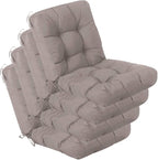 QILLOWAY Outdoor Seat/Back Chair Cushion Tufted Pillow, Spring/Summer Seasonal Replacement Cushions - Pack of 4 (Tan/Grey)