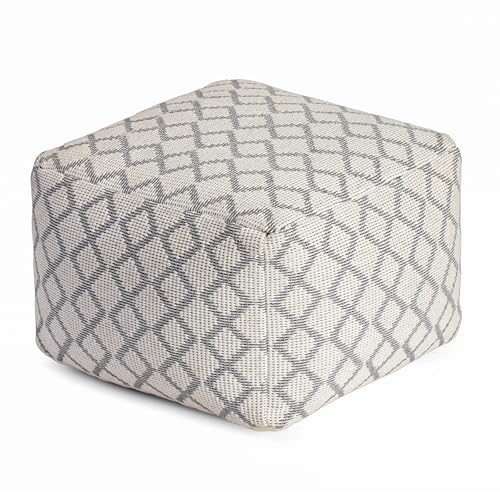 Anji Mountain Pouf Ottoman Foot Rest, Handmade Ottoman Pouf, Comfortable Foot Stool, Decorative Floor Seating for Living Room Decor, Bedroom & Home Décor Accent - South Grand Ivory, 22"D x 22"W x 16"H - color: South Grand Ivory, size: 22"D x 22"W x 16"H
