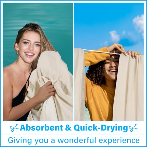 Oversized Turkish Beach Towel Blanket XXL Cotton Sandproof Towels Boho Woven Extra Large Big Sand Free Giant Throw Blankets Huge Quilt XL Picnic Camping Necessities Cloud For Adult Gifts Beige - color: Woven Beige, size: Xxxl(88x82 In,224x208 Cm)